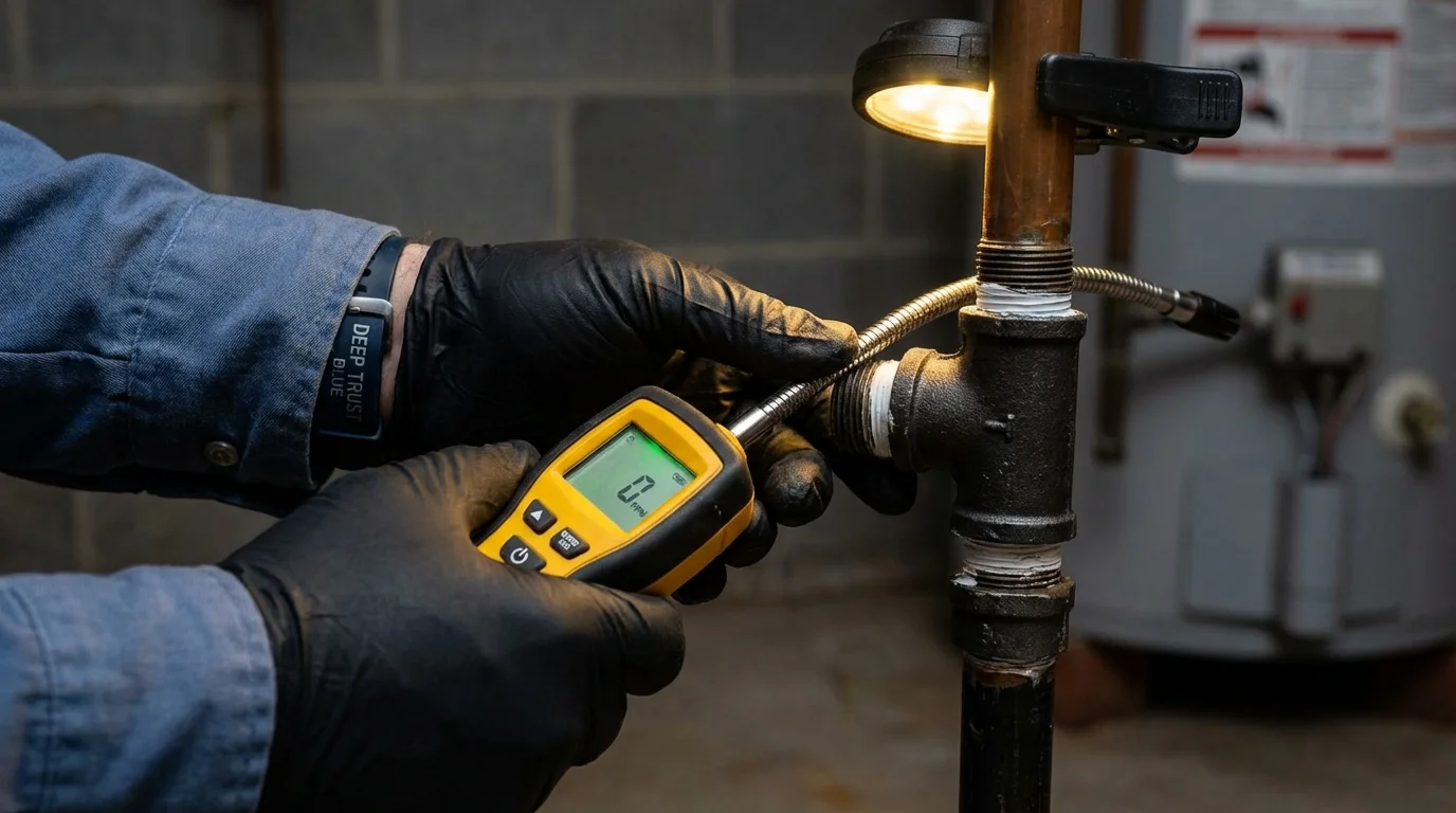 Gas leak detection with electronic sniffer by Johns Plumbing LLC in Hamilton City